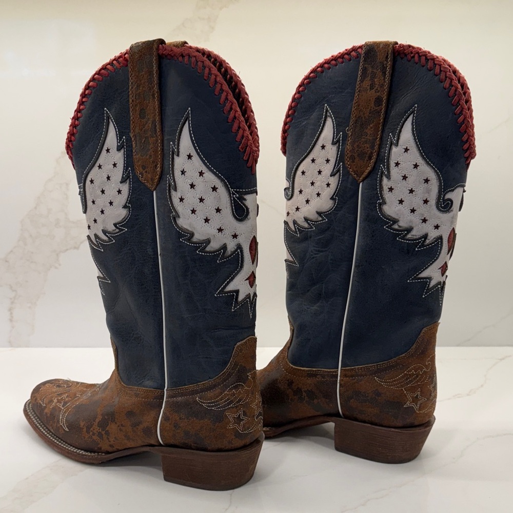 J.B. Dillon Leather Boots - Red white and blue - Picture 2 of 13